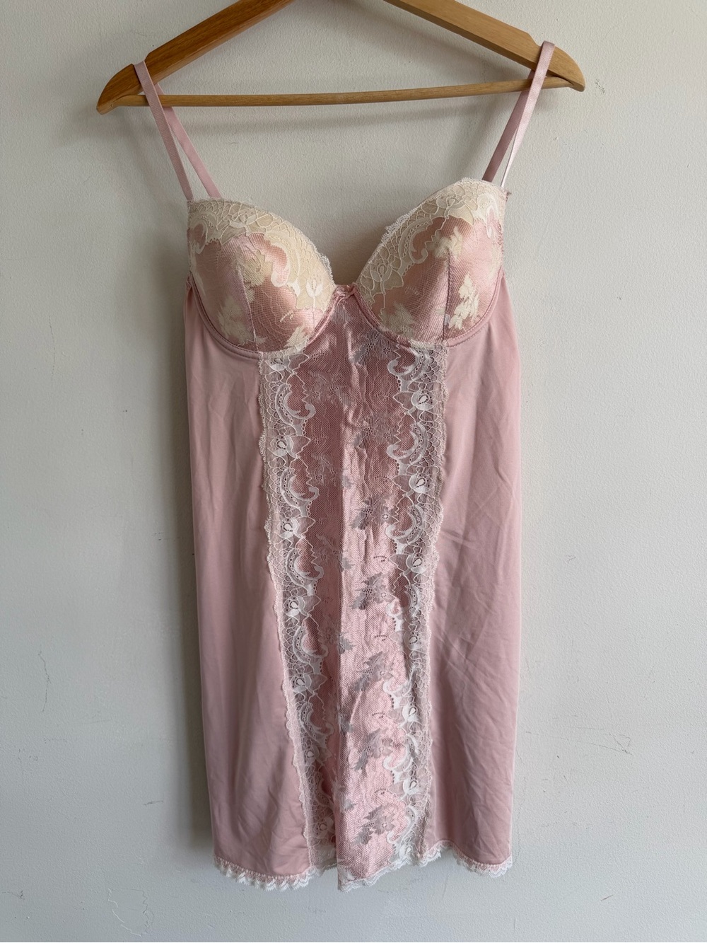 Marilyn Monroe Pink Slip with Cream Lace Accents